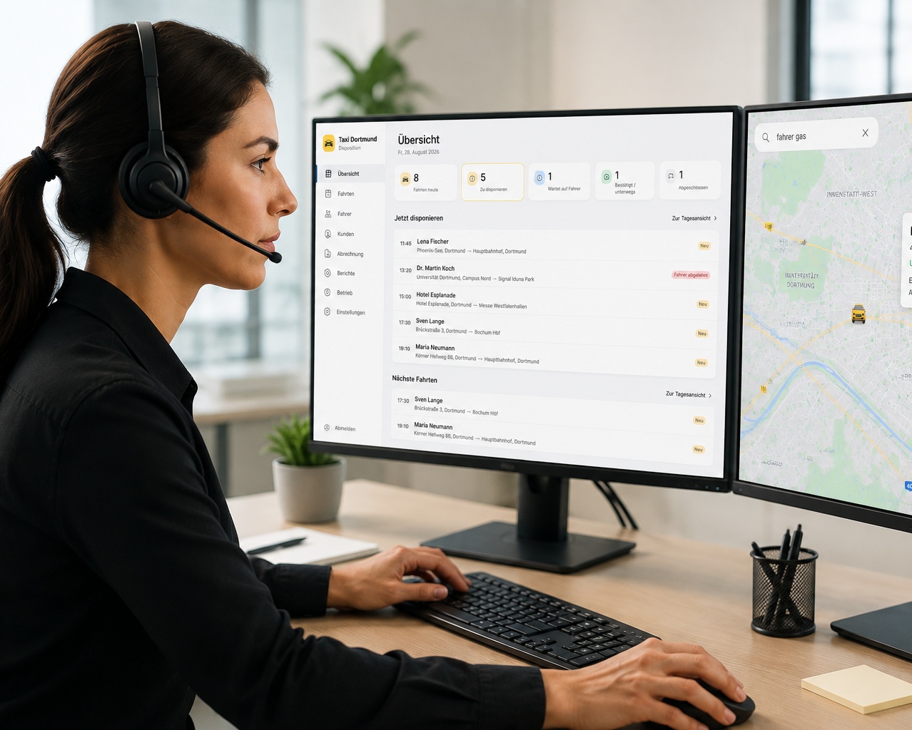 Disponenten bei der Arbeit im LocalTaxi Dashboard